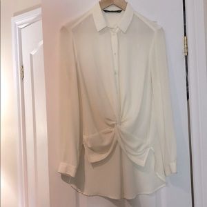 Cream blouse long back